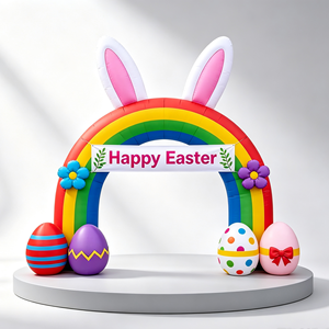 Colorful Inflatable Easter Bunny Arch Decoration With Egg Ornaments For Garden Lawn Storefront And Holiday Celebration - Product Image 6