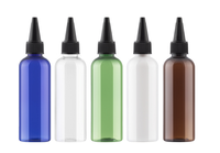En Stock Bouteilles en Plastique PET Transparentes de 100ml, 120ml, 150ml, 200ml, Claires, Bleues, Roses, pour Huile Capillaire, avec Bouchon Distributeur Tournant