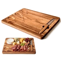 Planche à découper en bois d'acacia en gros, ensemble de planches à fromage et à charcuterie en bois avec couteau à fromage