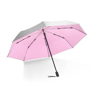 Màu Sắc Bóng Sáng Phụ Nữ Thời Trang Hai Lớp Umbrella Tay Mở 3 Chiếc Ô Gấp Với Bạc UV Lớp Phủ