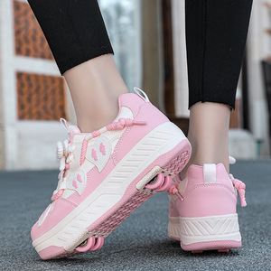 Chaussures à roulettes lumineuses pour enfants, surface souple en EVA, roulements ABEC-7, roues en plastique, design de roues Roller Derby - Product Image 3
