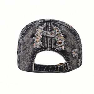 Nouvelle Arrivée 2025 Casquette de Baseball Unisexe en Denim Délavé et Vieilli à Grandes Trous - Product Image 5