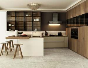 Designs de cuisine impressionnants pour armoires basses, nouveautés 2024, vente directe d'usine de cuisine en mélamine - Product Image 3