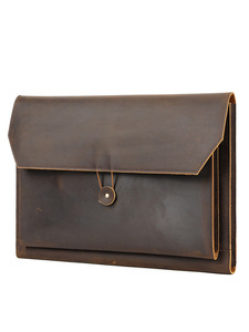 Sac rétro en cuir véritable pour ordinateur portable Étui de protection pour hommes Crazy Horse en cuir High Sense Clutch Computer Storage Bag Men - Product Image 5