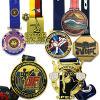 Médaille sportive personnalisée en métal 3D dorée pour compétitions de lutte, kickboxing, boxe, BJJ, Jiu Jitsu, Judo, Karaté, Taekwondo