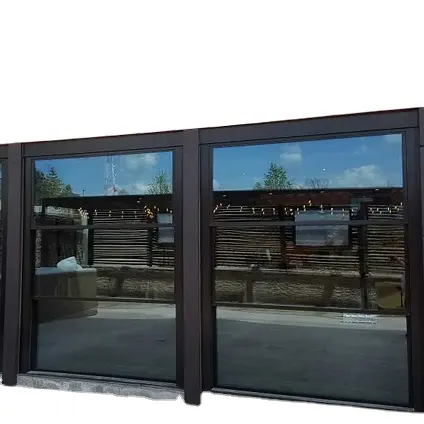 Elektrik lüks Panorama alüminyum sürgülü cam pencere kalınlığında çerçeve dükkan için ses geçirmez giyotin dikey sürgülü pencere