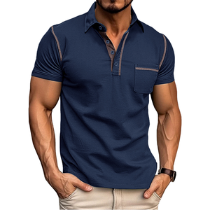Polo de Manga Corta de Alta Calidad para Verano, Tejido Sólido de Secado Rápido, Personalizado con Estampado, Poliéster y Spandex, para Cuello, Informal de Negocios - Product Image 1
