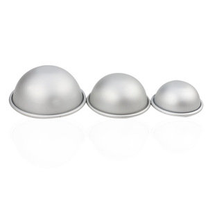 Hemispherical Mold Set 3Pc Aluminum Alloy Cake Mochi Bubble Bath Salt Mold Semi Circular Baking Tool - Product Image 2