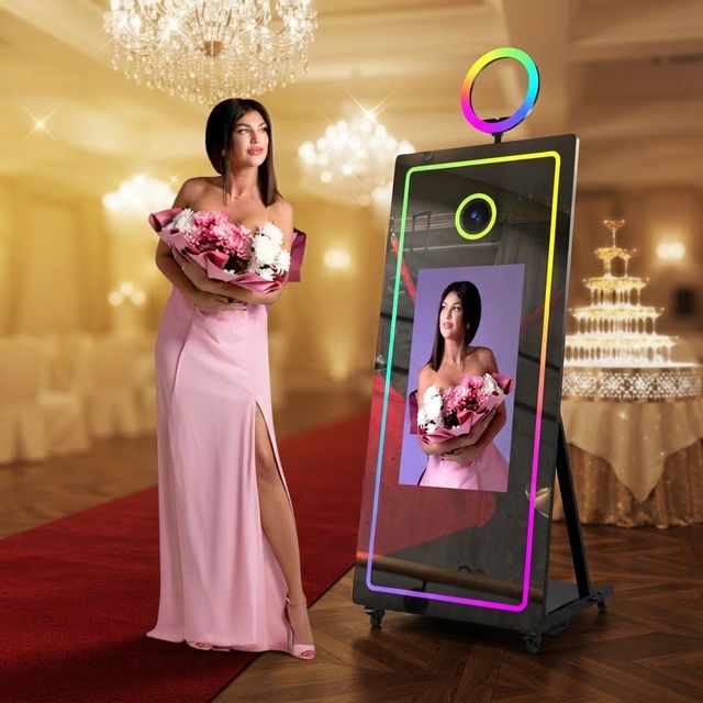 65 Inch Magic AI Mirror Photo Booth With Touch Screen Camera and Printer Selfie Digital Mirror Photobooth Machine for Party