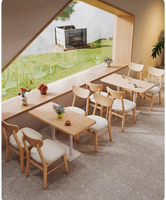 Ensemble table et chaises de salle à manger crème moderne et durable en bois, banc mural, sièges pour restaurants, café, hamburger, café