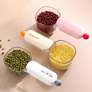 2026 Wholesale Multi Functional Rice Scoop <b>Measuring</b> Cup With Built-in Sealing Clip Creative Kitchen Tool For Grain Storage - Product Image 1