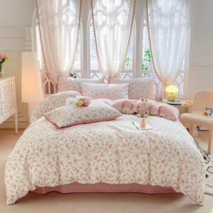 Funda nórdica con flores, juego de cama Reversible con flores de colores, funda de edredón de algodón suave <span class=keywords><strong>para</strong></span> niños y <span class=keywords><strong>niñas</strong></span> adolescentes - Product Image 3