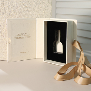 Elegant Rigid Cardboard Perfume Gift <b>Box</b> Magnetic <b>Book</b> Style with Ribbon and Custom Foam Lining - Product Image 2