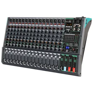 Biner PA16 Konsol Audio Digital 16 Saluran, Mixer Audio Profesional Efek Gema 99 Bawaan Daya Phantom 48V