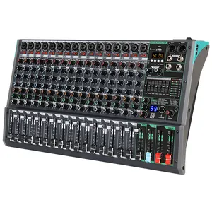 Biner PA16 16 Channel Digital Audio Console 48V Phantom Power Built-in 99 Reverb Effect Professional Audio Mixer