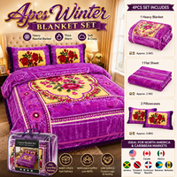 Lot de 4 pièces de couvertures Raschel d'hiver en gros, ensemble de literie, couverture en peluche, drap plat, taies d'oreiller – En stock