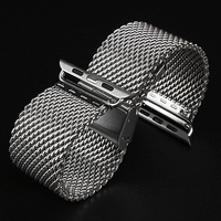 Haute qualité personnalisé hommes femmes acier inoxydable 0.8mm treillis métallique milanais bracelet de montre 38 42 40 44mm pour pomme avec adaptateurs à vis