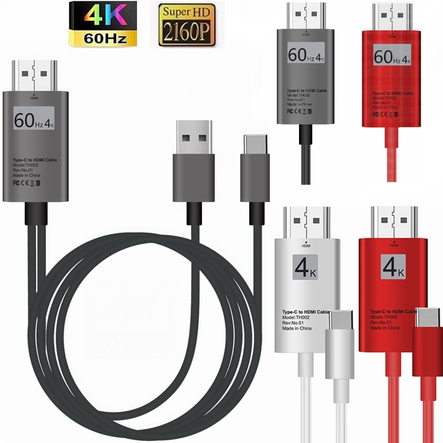 2M USB 3.1 Type C to HDMI 4K 60Hz 30Hz Adapter Cable with Power for MacBook Samsung Huawei iphone 8 Pin USB-C Type-C to HDMI