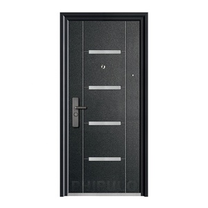 Puerta <span class=keywords><strong>de</strong></span> <span class=keywords><strong>Acero</strong></span> Negra Phipulo con Acabado Mate Antirrobo para Dormitorio <span class=keywords><strong>de</strong></span> Villa Moderna y Minimalista, Uso Interior, Recubrimiento en Polvo - Product Image 6