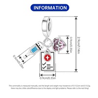 Breloques Winnie l'ourson, Pendentif Hawaïen style Cachemire avec lettre, Breloques en vrac pour enfants en zircon, plaqué argent, perle, barre et fleur