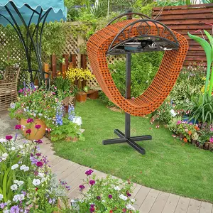 QP010 OEM Metal destacável Mangueira Hanger Free Standing Spring Pipe Outdoor Garden Pressed Storage Hanger