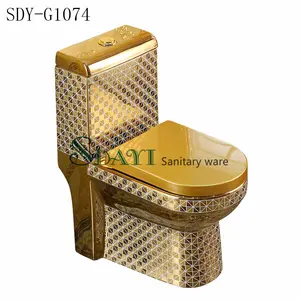 SDAYI sanitary ware gold color toilet wc bathroom gold plated toilet bowl ceramic washdown toilet gold