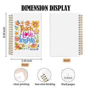 Cuaderno espiral motivacional floral personalizado 5,5x8,3 pulgadas diario del <span class=keywords><strong>profesor</strong></span> con cita inspiradora cuaderno colorido A5 para educadores - Product Image 2