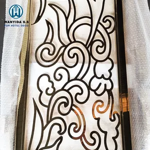 Design à la mode motif vague d'océan décoration de luxe pour la maison écran en acier inoxydable séparateur de pièce