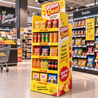 Présentoir de vente au détail imprimé en couleur vive, rigide, léger, pliable, en vrac, pour les promotions en supermarché