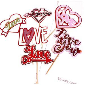 ท็อปเปอร์เค้กวันวาเลนไทน์อะคริลิค รูปน้ำผึ้งและหวานๆ ตกแต่งรูปหัวใจสำหรับเค้ก - Product Image 5