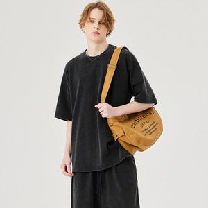 เสื้อยืดคอกลมทรงหลวม ยูนิเซ็กซ์ สีพื้น แขนสั้น ผ้าฝ้าย 100% ระบายอากาศได้ดี ย้อมสีเรียบๆ ใส่ได้ทุกฤดู - Product Image 4