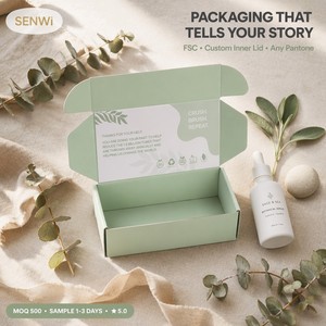 Custom Eco Mailer <strong>Box</strong> with Inner Lid Print Corrugated Shipping <strong>Box</strong> for Skincare Beauty <strong>Wellness</strong> <strong>Subscription</strong> Brand - Product Image 1