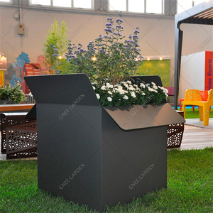 Factory Wholesale Special Shaped Quadrilateral Rolled <b>Edge</b> Box <b>Floor</b> Standing Small Home Corten Steel Flower Pot - Product Image 5
