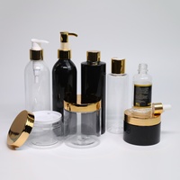 Emballage personnalisé vide pour après-shampoing/shampoing, flacon cosmétique en plastique PET 150ml/250ml/300ml, bouchon à disque doré, pompe multicolore