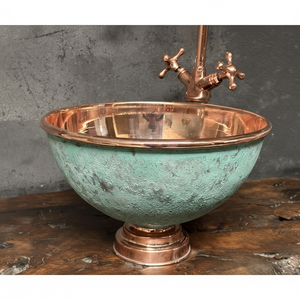 อ่างล้างจานทองแดงเป็นมิตรกับสิ่งแวดล้อมทำจากวัสดุรีไซเคิลพร้อมพื้นผิวแบบชนบทสำหรับสภาพแวดล้อมในครัวสไตล์บ้านไร่ - Product Image 1