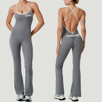 Combinaison de yoga fitness pour femme, une pièce, extensible dans quatre directions, respirante, écologique, col en V, longueur intégrale, pour la salle de sport