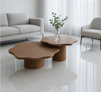 Ensemble de tables basses gigognes rondes en MDF et noyer, style moderne du milieu du siècle, 2 pièces, pour la décoration de la maison et du bureau