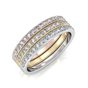 Elegante Anello a Tre Cerchi Placcato Oro Bianco con Cristalli <span class=keywords><strong>Swarovski</strong></span>, Fede Nuziale per Donne, Gioielli <span class=keywords><strong>da</strong></span> Matrimonio - Product Image 6