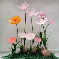 X913 personnalisé mobile grand ensemble de fleurs en Organza soie artificielle fleur en papier géant pour la fête de mariage événement toile de fond décoration de scène