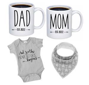 La grossesse Cadeau EST-2022 Nouvelle Maman et Papa 325ml Tasse Ensemble avec Salopette Le premier choix cadeau ensemble pour les nouveaux et les futurs parents - Product Image 1