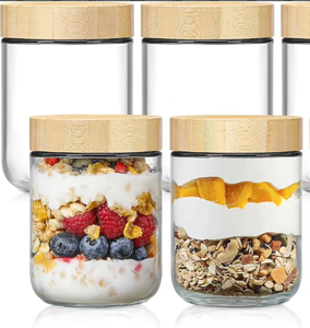 Pot en verre vide de 8oz, 10oz, 16oz, 24oz avec couvercle à vis en bambou, 16oz pour le stockage de salades, yaourts, collations, épices, fruits secs - Product Image 6