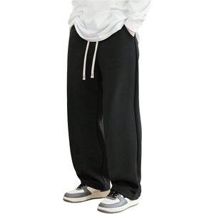 Custom Men's Wide Leg Sweatpants <b>Drawstring</b> Elastic Waist Cotton Athletic <b>Trousers</b> With Pockets Streetwear - Product Image 1