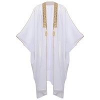 Robes longues pour hommes en mousseline de soie brodée assortie aux couleurs, style moyen-oriental, Dubaï, Turquie, musulman, célibataire