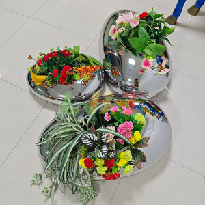 Pot de fleurs en acier inoxydable, surface polie par électrolyse, décoration intérieure, jardinières pour plantes d'intérieur - Product Image 3