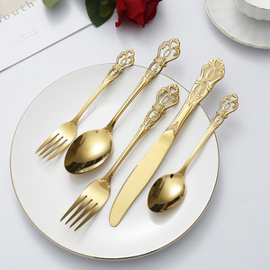 Fourchette à dîner en acier inoxydable 4/5/40 pièces Cuillères Couteaux Argenterie Vaisselle de luxe noire <span class=keywords><strong>Couverts</strong></span> rétro - Product Image 4