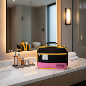 Afebaca Sac de voyage pour femme, organiseur d'insertion pour sac à main, trousse de maquillage rose rectangulaire avec fermeture éclair et doublure en polyester - Product Image 2