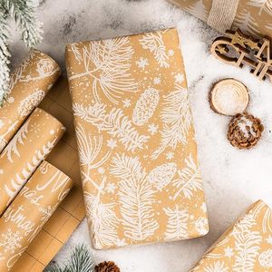 17in Christmas gift <b>wrapping</b> <b>paper</b> <b>White</b> Christmas tree and pinecone pattern kraft <b>paper</b> Customizable - Product Image 1