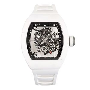 Montre de luxe haut de gamme pour homme avec bracelet sport en caoutchouc et fibre de carbone blanche, cadran à aiguille des heures, mouvement mécanique - Product Image 2