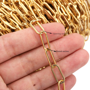 18K Vacuum Plated Stainless Steel Oval Flat Link Paperclip <b>Chain</b> | Gold and Silver Decorative <b>Necklace</b> <b>Chain</b> for Jewelry Making - Product Image 6