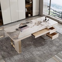 Escritorio de oficina de tablero de roca de gama alta moderno de lujo Escritorio de estudio de Diseñador de viento Simple con silla escritorio de computadora de alta calidad